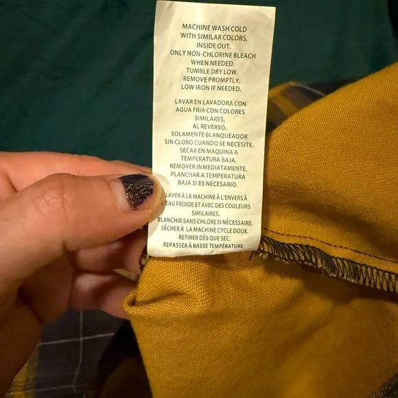 Dickies plaid overall dress mustard yellow and navy size small NWOT - Picture 9 of 10